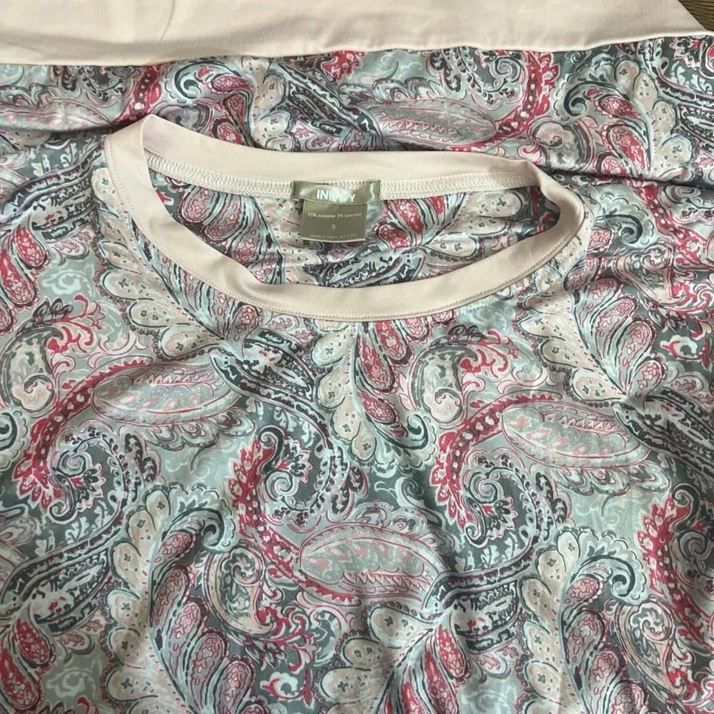 Ink+Ivy super soft short-sleeve night gown, paisley print with blush accents S